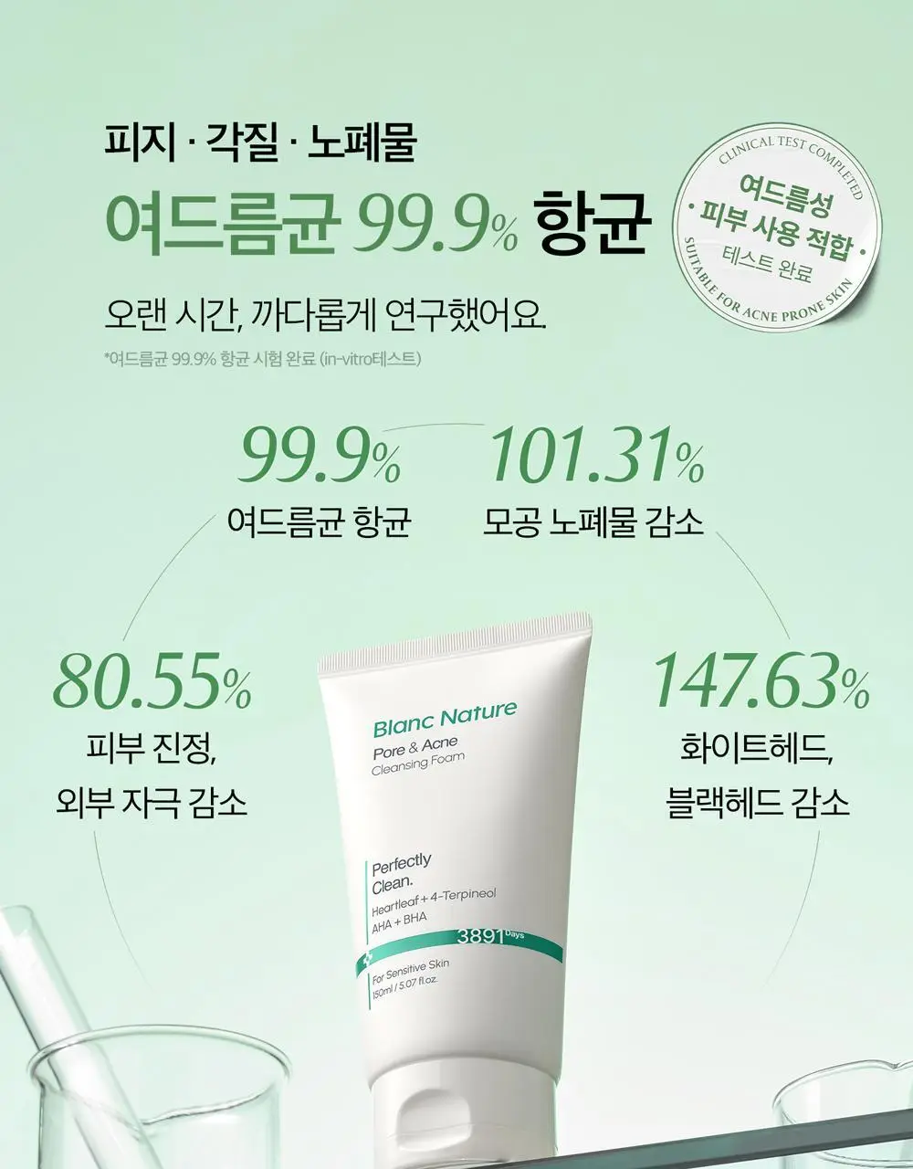 [여드름 기능성/피지케어] 블랑네이처 아크네 클렌징 폼 단품/기획 상세페이지 8